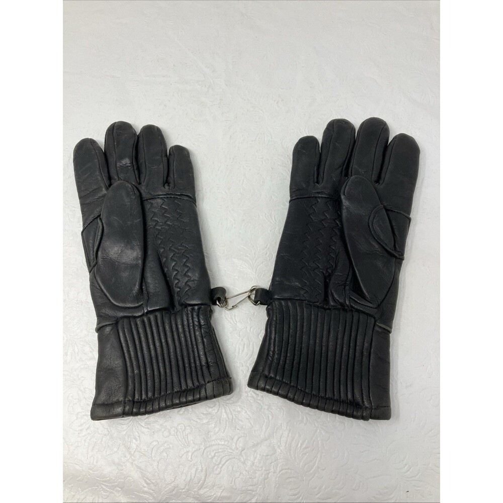 Vintage Black Leather Gloves Womens M Lined Made in USA Classic Timeless